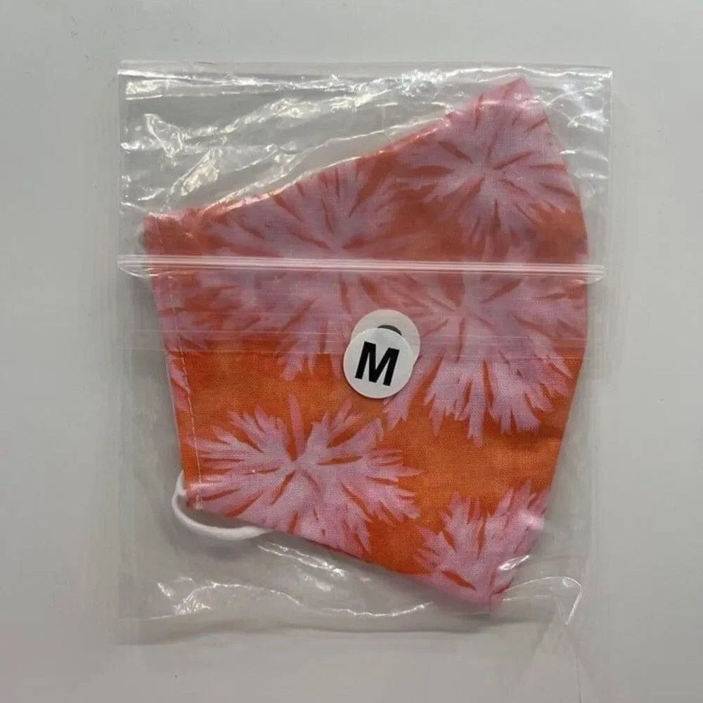 Orange Pattern Cloth Reusable Face Mask in Sealed Bag